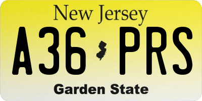 NJ license plate A36PRS
