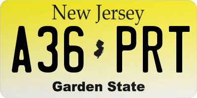 NJ license plate A36PRT