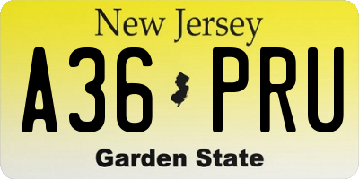 NJ license plate A36PRU