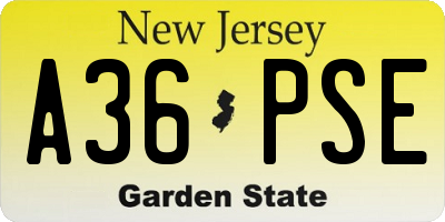 NJ license plate A36PSE