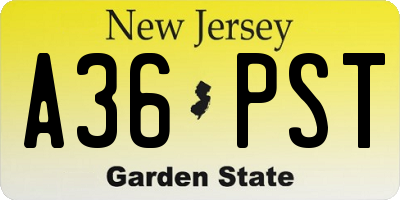 NJ license plate A36PST