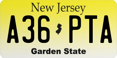 NJ license plate A36PTA