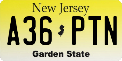 NJ license plate A36PTN