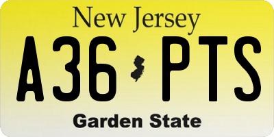 NJ license plate A36PTS