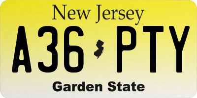 NJ license plate A36PTY