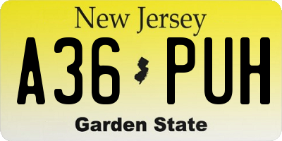 NJ license plate A36PUH