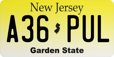 NJ license plate A36PUL