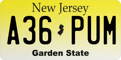 NJ license plate A36PUM
