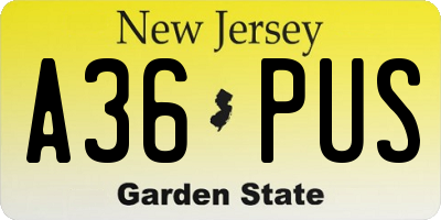 NJ license plate A36PUS