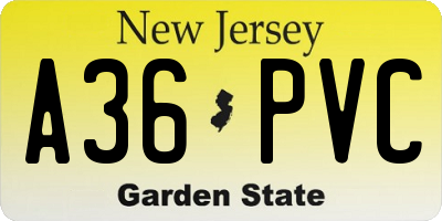 NJ license plate A36PVC
