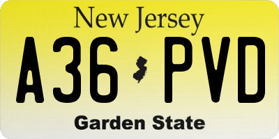 NJ license plate A36PVD