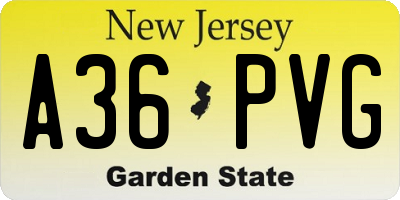 NJ license plate A36PVG