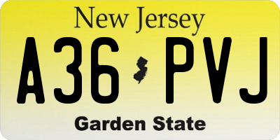 NJ license plate A36PVJ