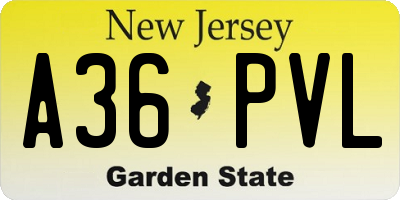 NJ license plate A36PVL