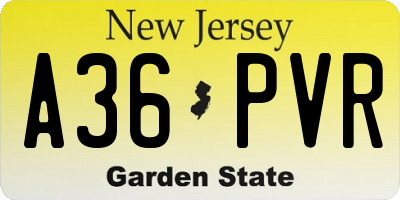NJ license plate A36PVR