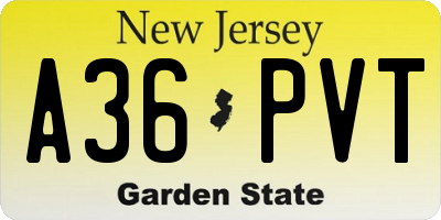 NJ license plate A36PVT