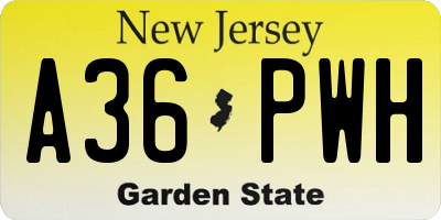 NJ license plate A36PWH
