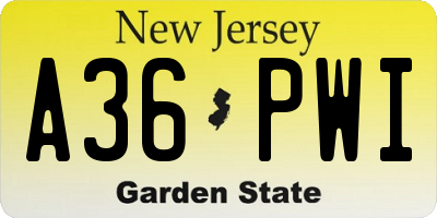 NJ license plate A36PWI