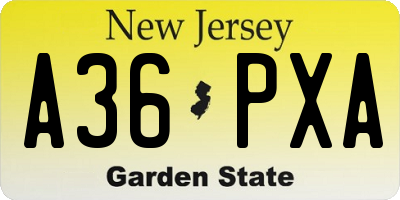 NJ license plate A36PXA