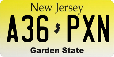 NJ license plate A36PXN