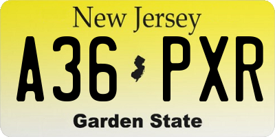 NJ license plate A36PXR