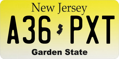 NJ license plate A36PXT