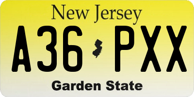 NJ license plate A36PXX