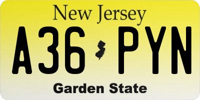 NJ license plate A36PYN