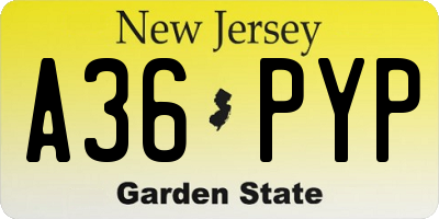 NJ license plate A36PYP