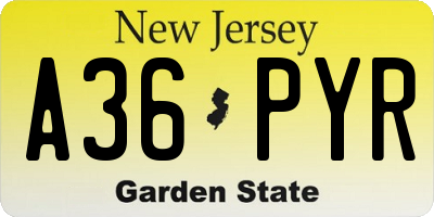 NJ license plate A36PYR