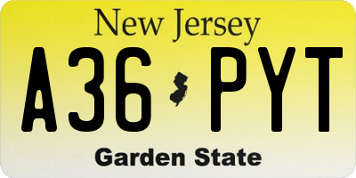 NJ license plate A36PYT
