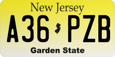 NJ license plate A36PZB
