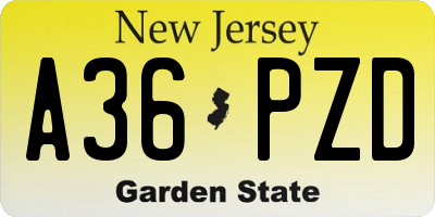 NJ license plate A36PZD
