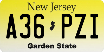 NJ license plate A36PZI