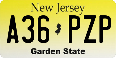 NJ license plate A36PZP