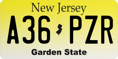 NJ license plate A36PZR