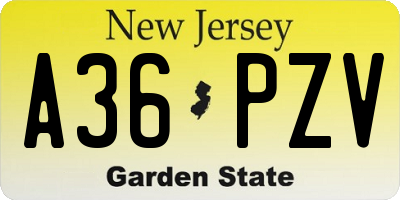 NJ license plate A36PZV