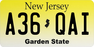 NJ license plate A36QAI