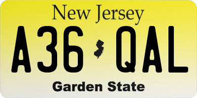 NJ license plate A36QAL