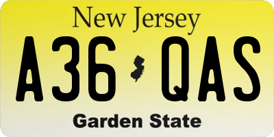 NJ license plate A36QAS