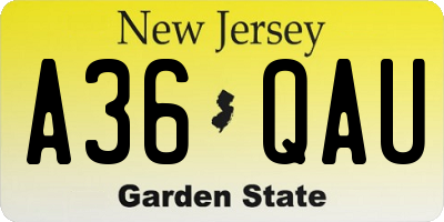 NJ license plate A36QAU