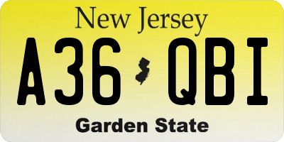 NJ license plate A36QBI