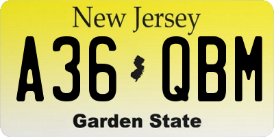 NJ license plate A36QBM