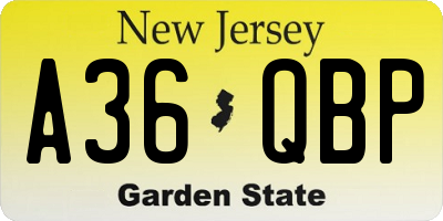 NJ license plate A36QBP