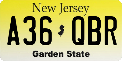 NJ license plate A36QBR