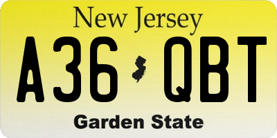 NJ license plate A36QBT