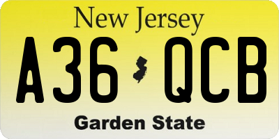 NJ license plate A36QCB