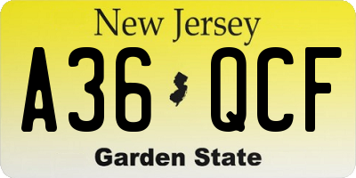 NJ license plate A36QCF