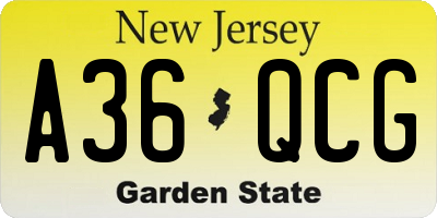 NJ license plate A36QCG