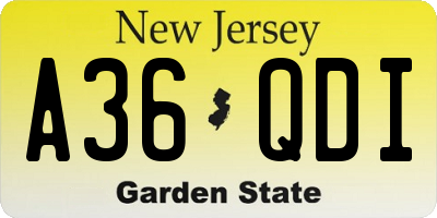NJ license plate A36QDI